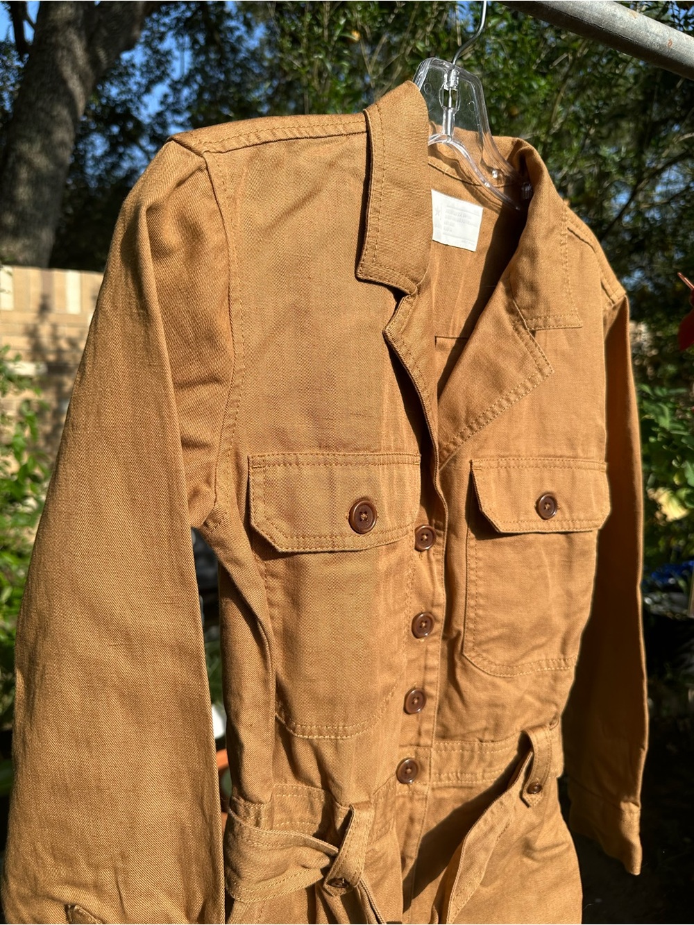 Banana Republic Heritage Reissue Linen Cotton Utility Jumpsuit Camel Sz 4